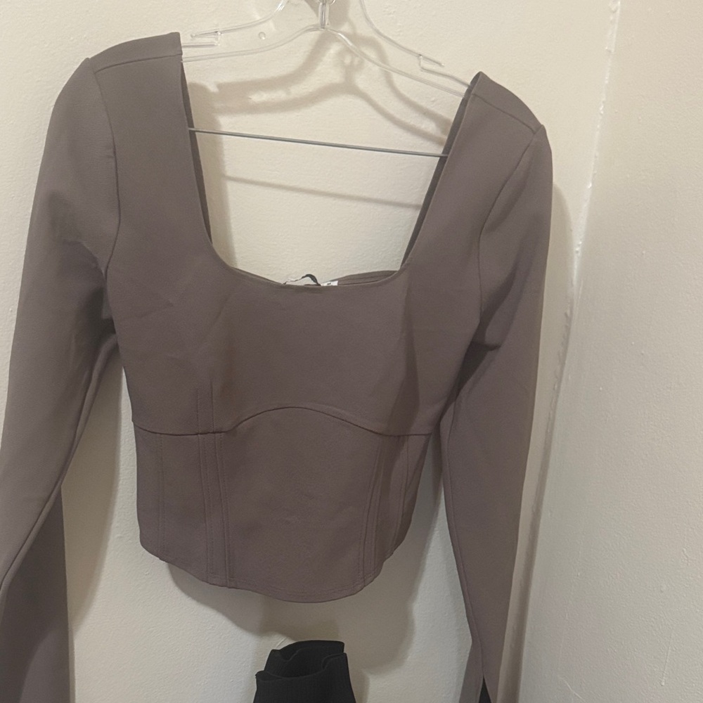 Abercrombie & Fitch Taupe Long Sleeve Blouse